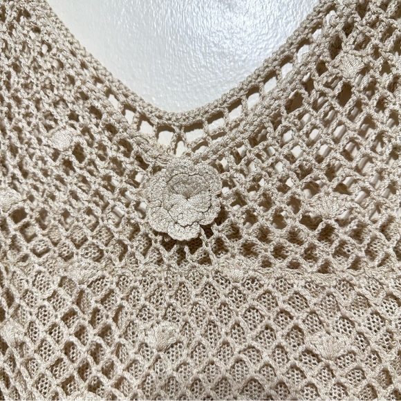 Bohemian Tan Crochet Tank Top Size Small - Picture 8 of 10